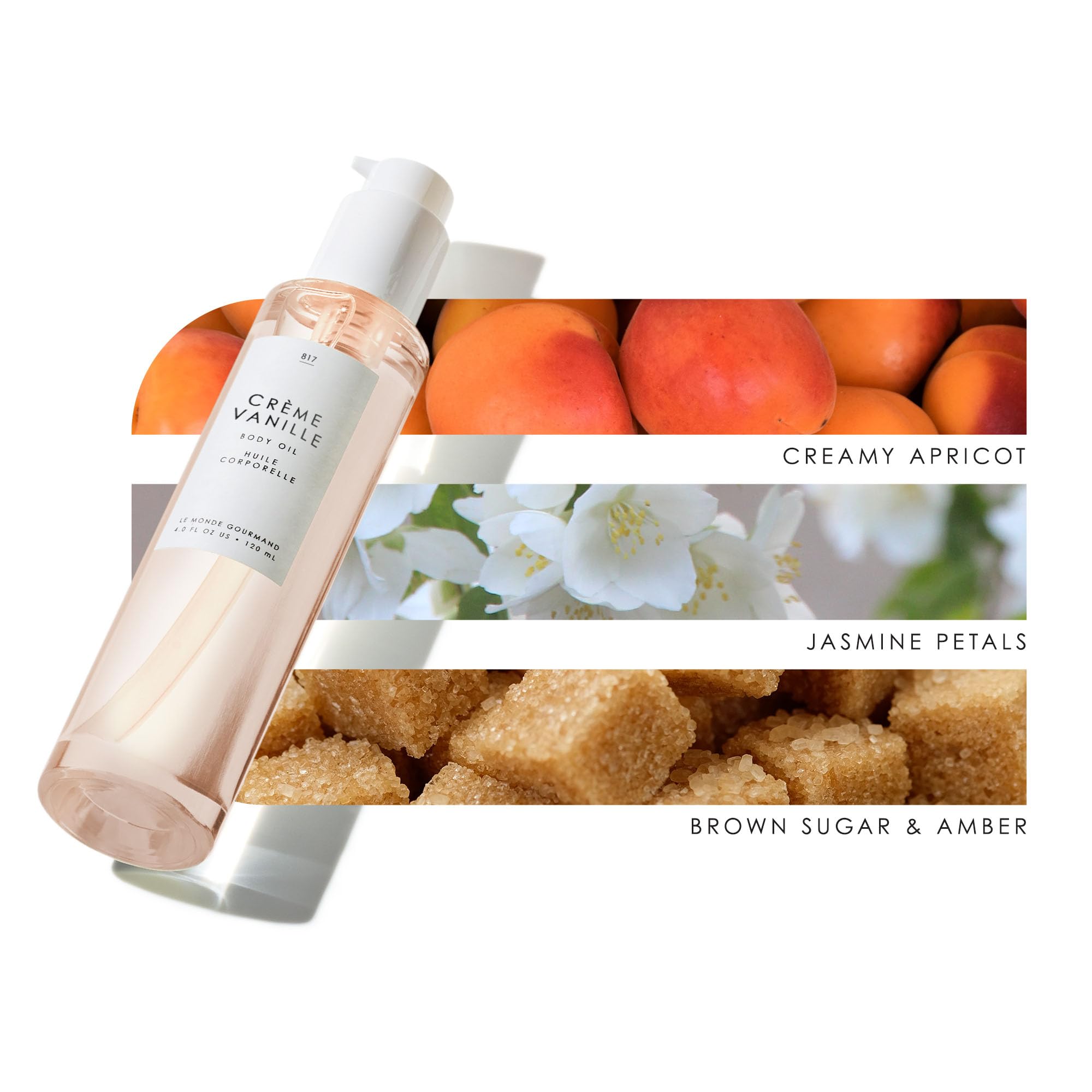 Le Monde Gourmand Crème Vanille Oil texture swatch reveals rich, nourishing feel.