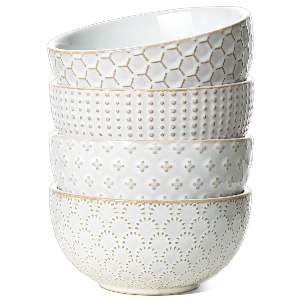 LE TAUCI cereal bowls with embossed exterior for farmhouse charm and everyday serving.