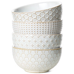 LE TAUCI cereal bowls with embossed exterior for farmhouse charm and everyday serving.