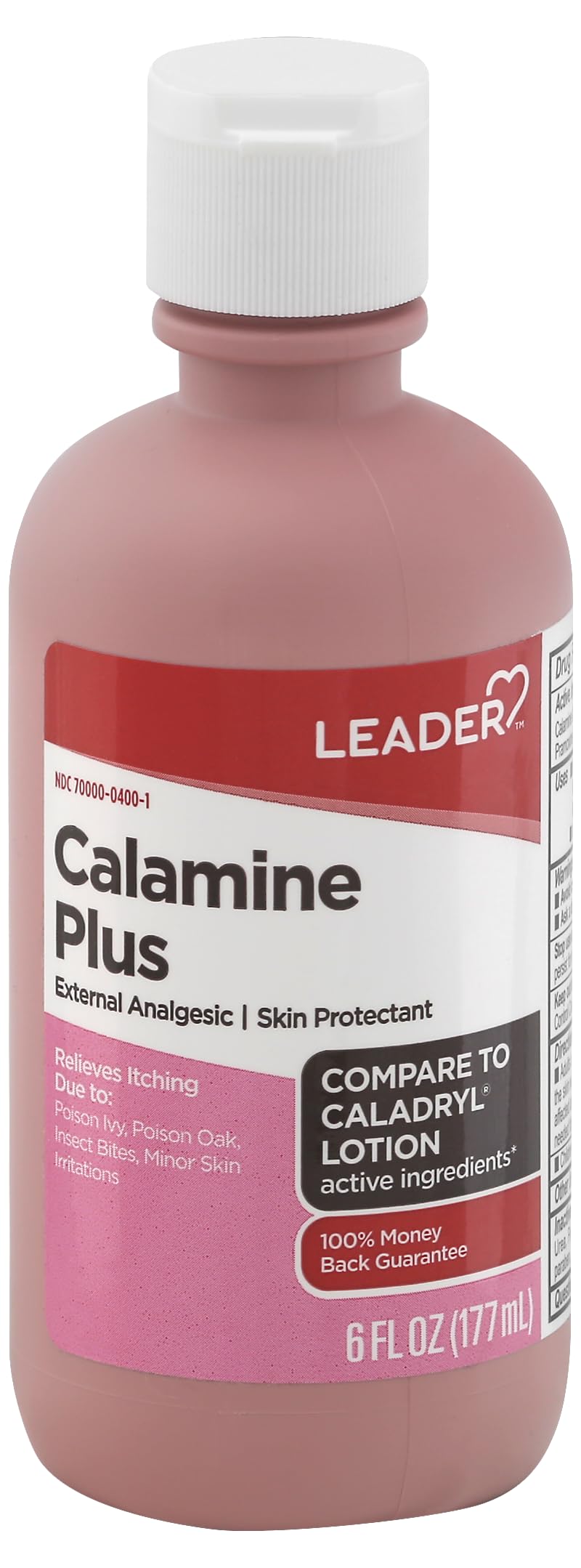 Leader Calamine Lotion consistency close-up showing smooth, easy application.