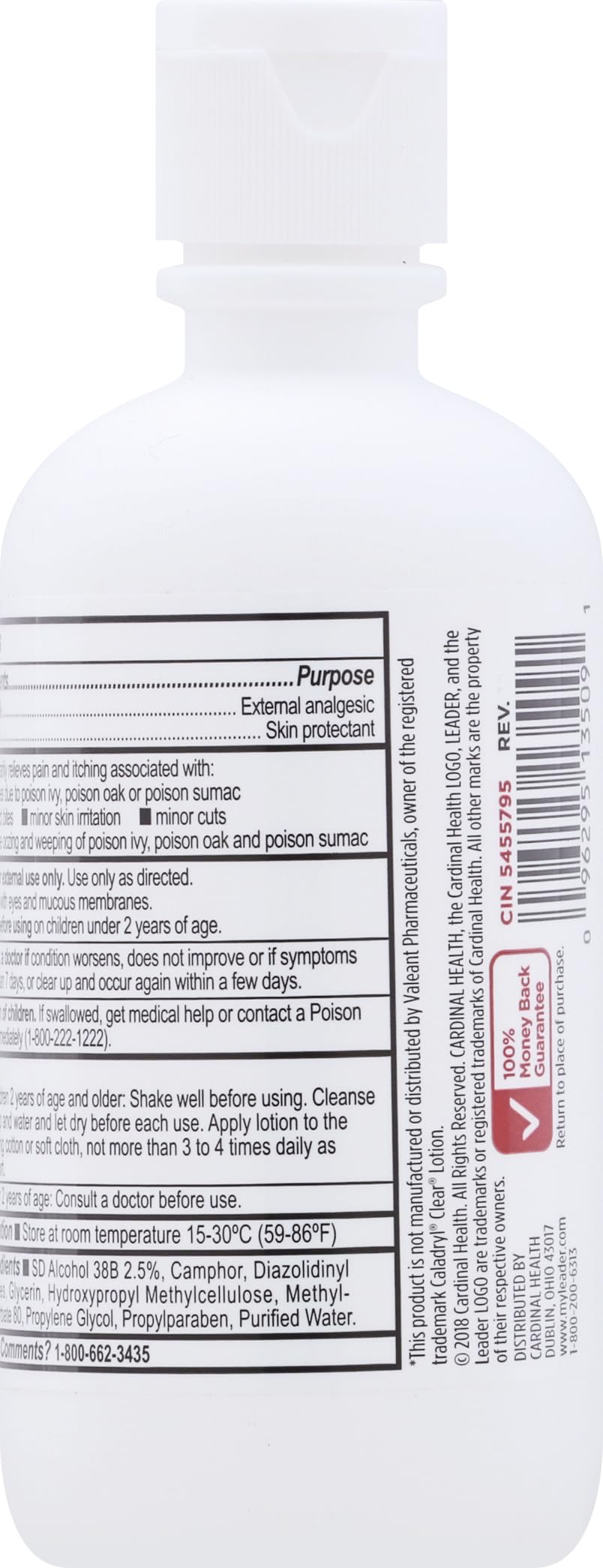Leader Medicated Calamine Clear Lotion application shows quick-drying, lightweight relief.