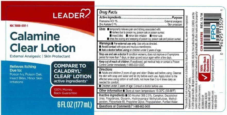 Leader Calamine Clear Lotion shown addressing poison ivy/oak and insect bites.