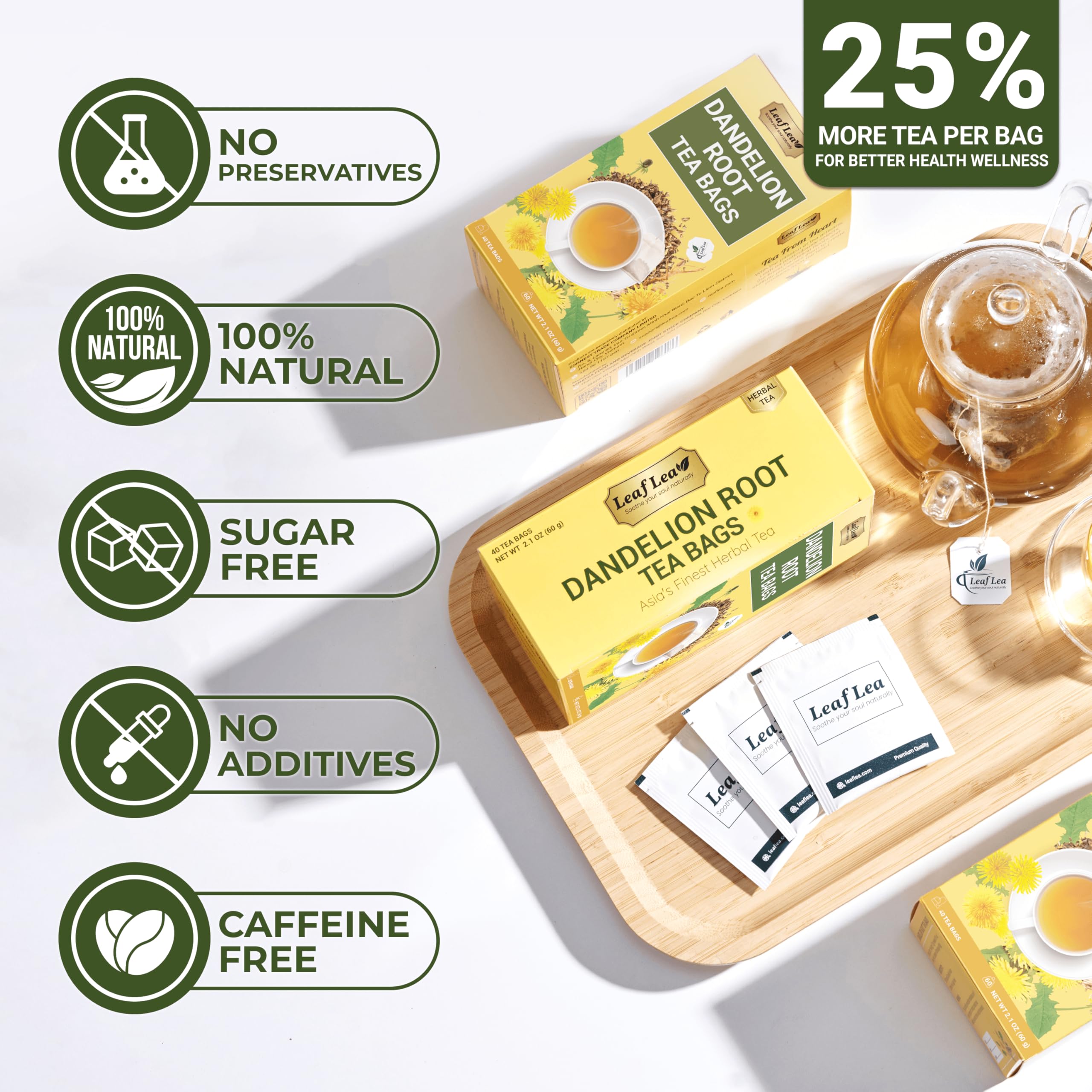 LeafLea Dandelion Root Tea Brew in Cup captures a warm, earthy aroma.