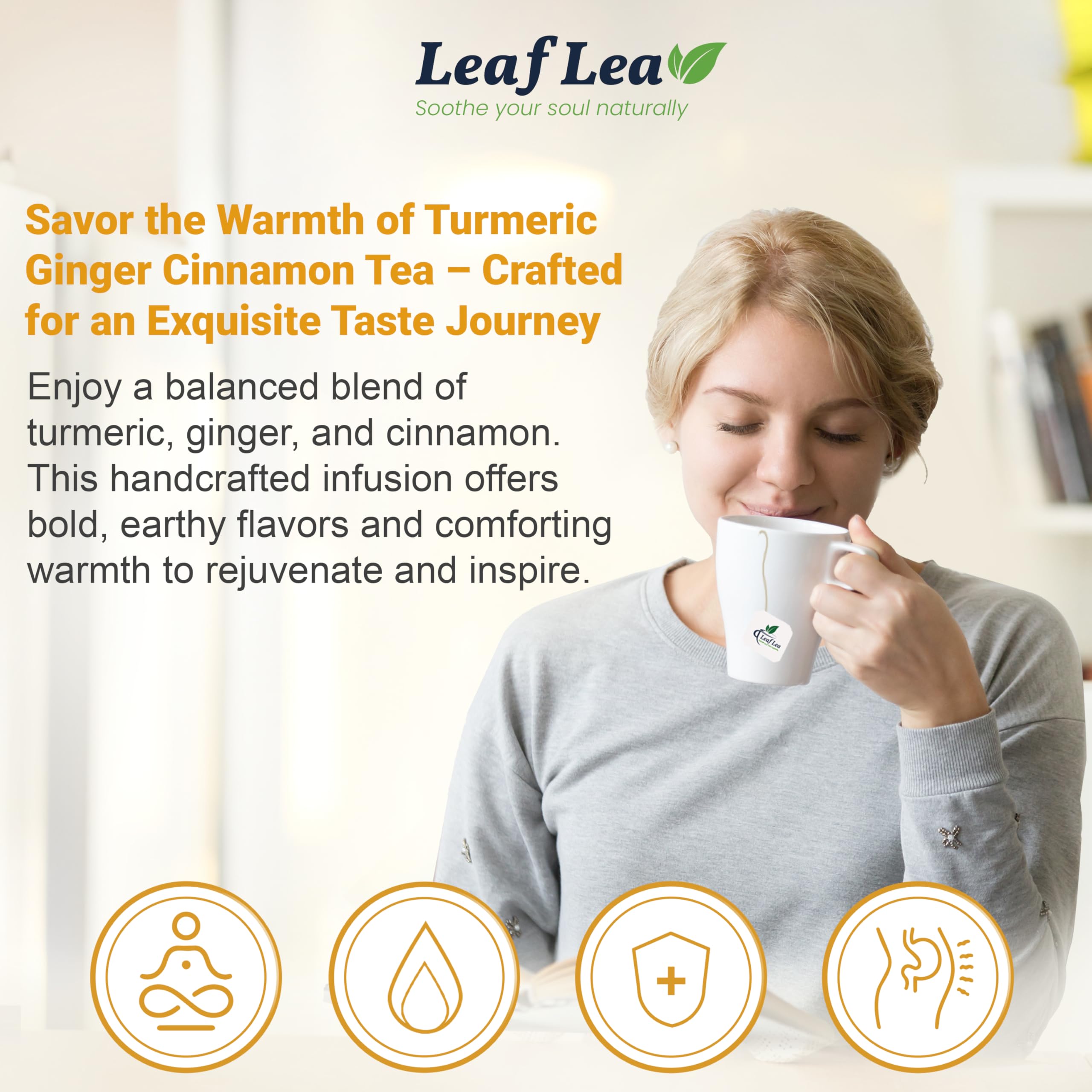 LeafLea ingredients natural turmeric ginger cinnamon emphasize wholesome flavor