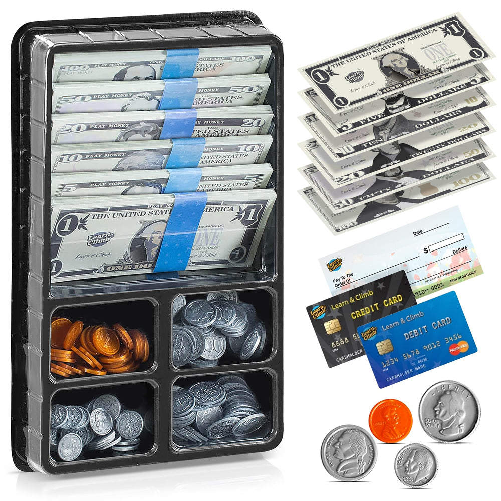 Learn & Climb Play Money bills for realistic pretend shopping and math practice.