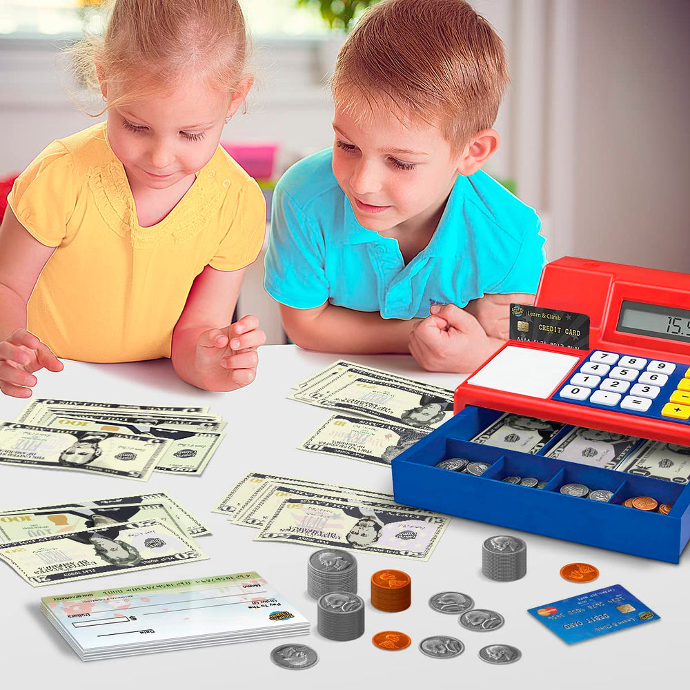 Learn & Climb Play Money credit card for pretend payments and budgeting play.