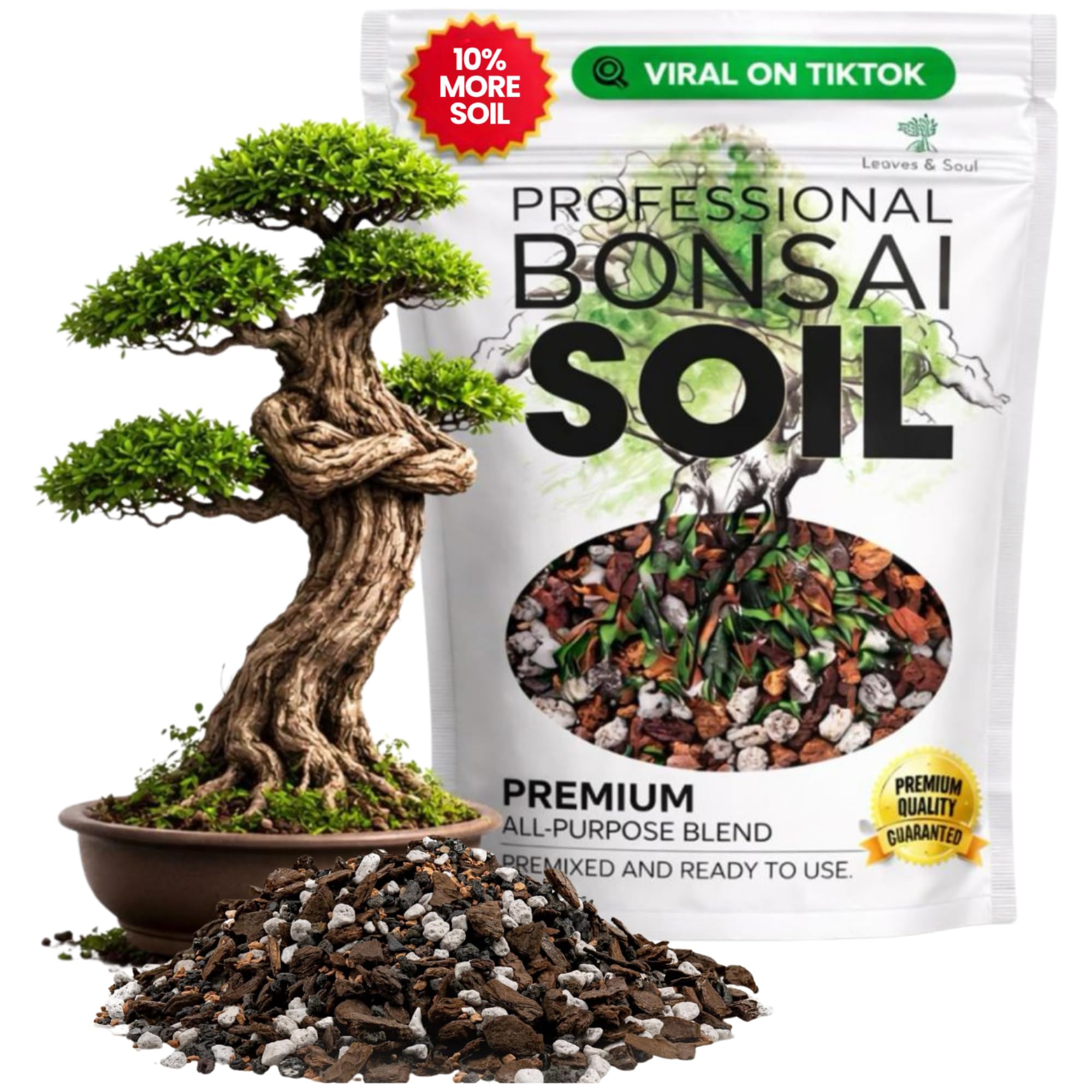Leaves and Soul bonsai soil premium all-purpose blend for healthy roots and fast drainage.