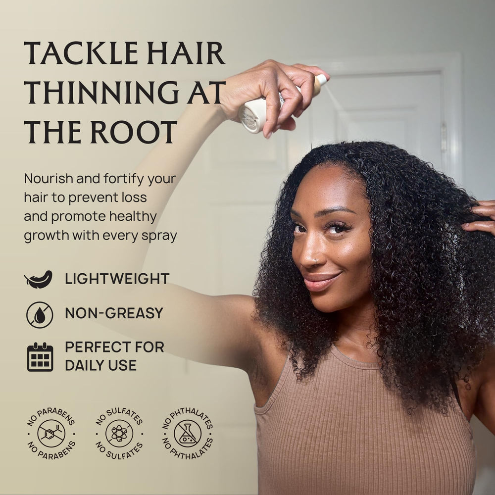 Lebanta Hair Growth Oil Spray label closeup highlights organic ingredients and purity.