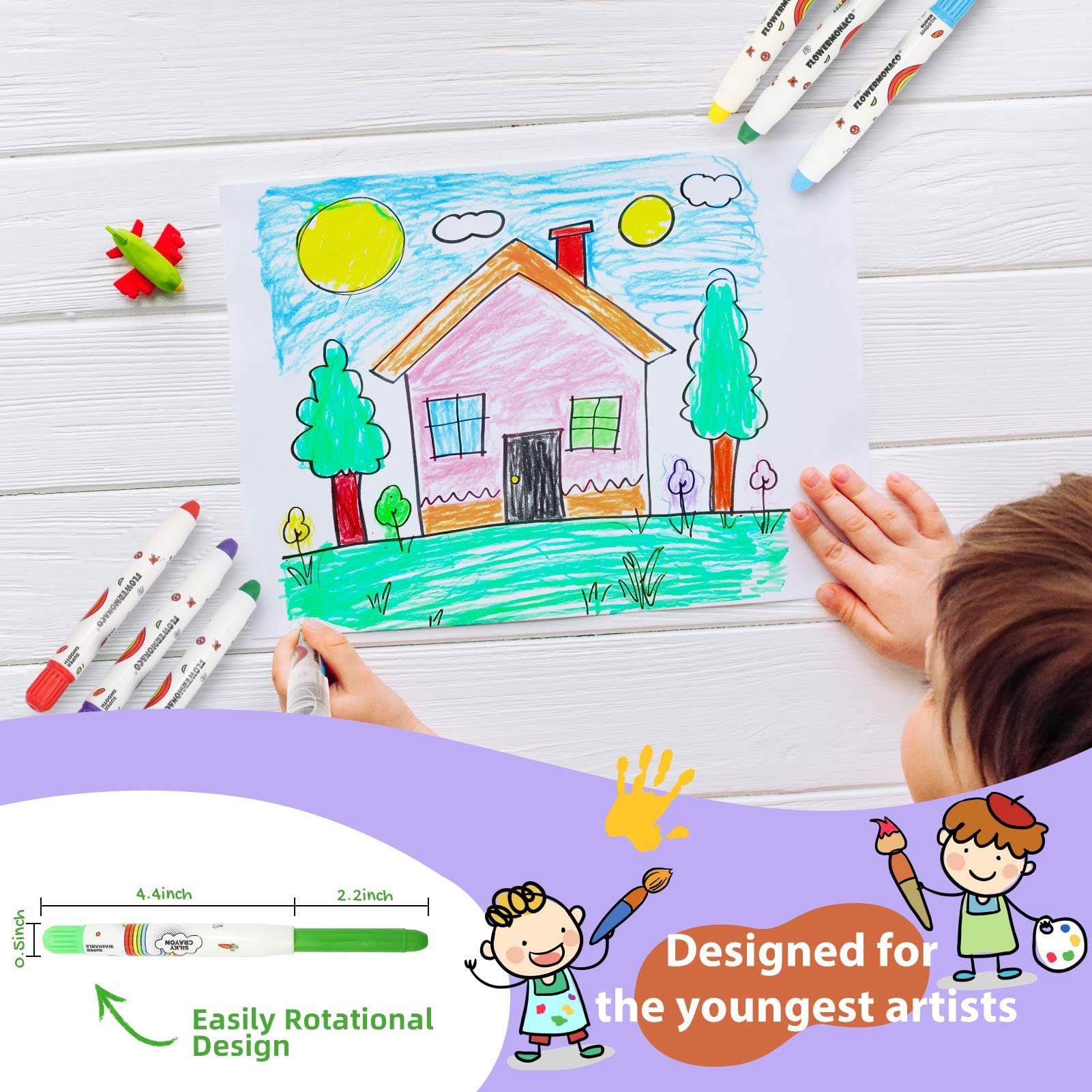 Lebze jumbo crayon tips close-up for easy grip by little hands.