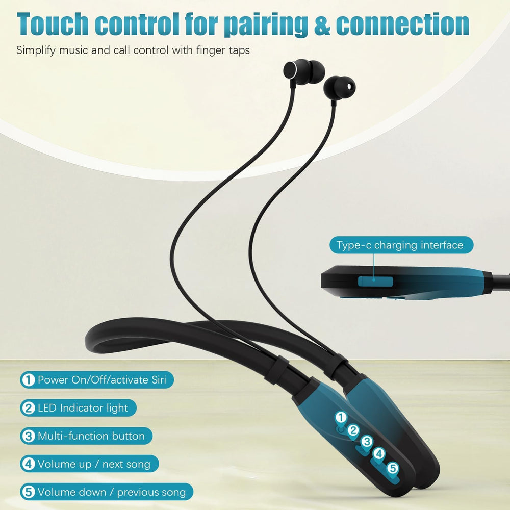 Lecefty neckband headphones with ergonomic, lightweight fit for long wear.