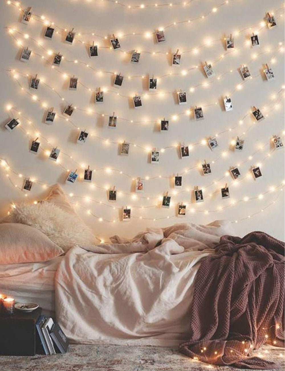 LECLSTAR 17ft 50-LED fairy lights with clear clips illuminate photos and ambiance