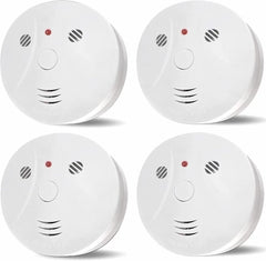 Lecoolife 4-pack smoke and CO detectors, battery-powered for reliable home safety.