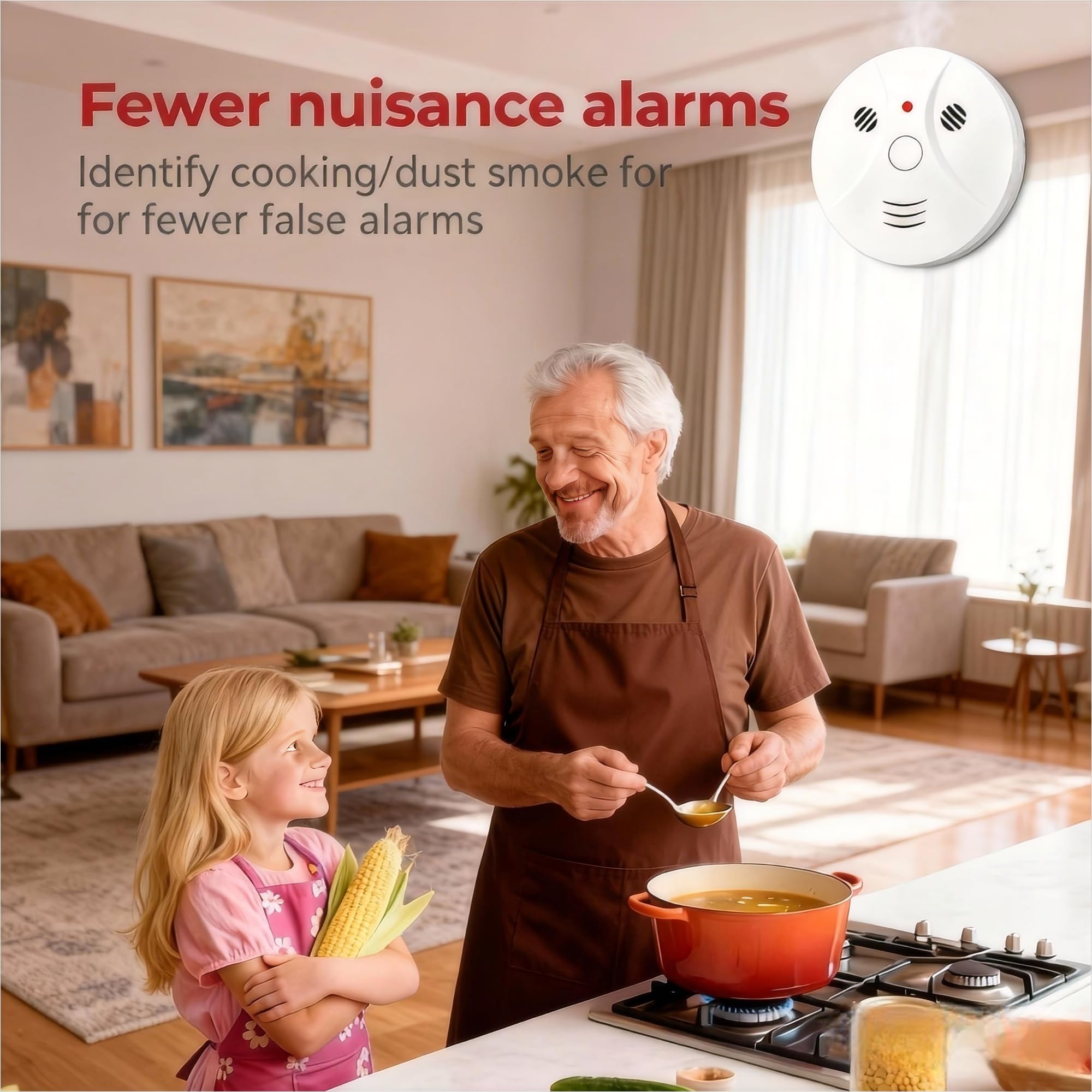 Lecoolife easy-installation smoke alarm with included screws and bracket for quick setup.