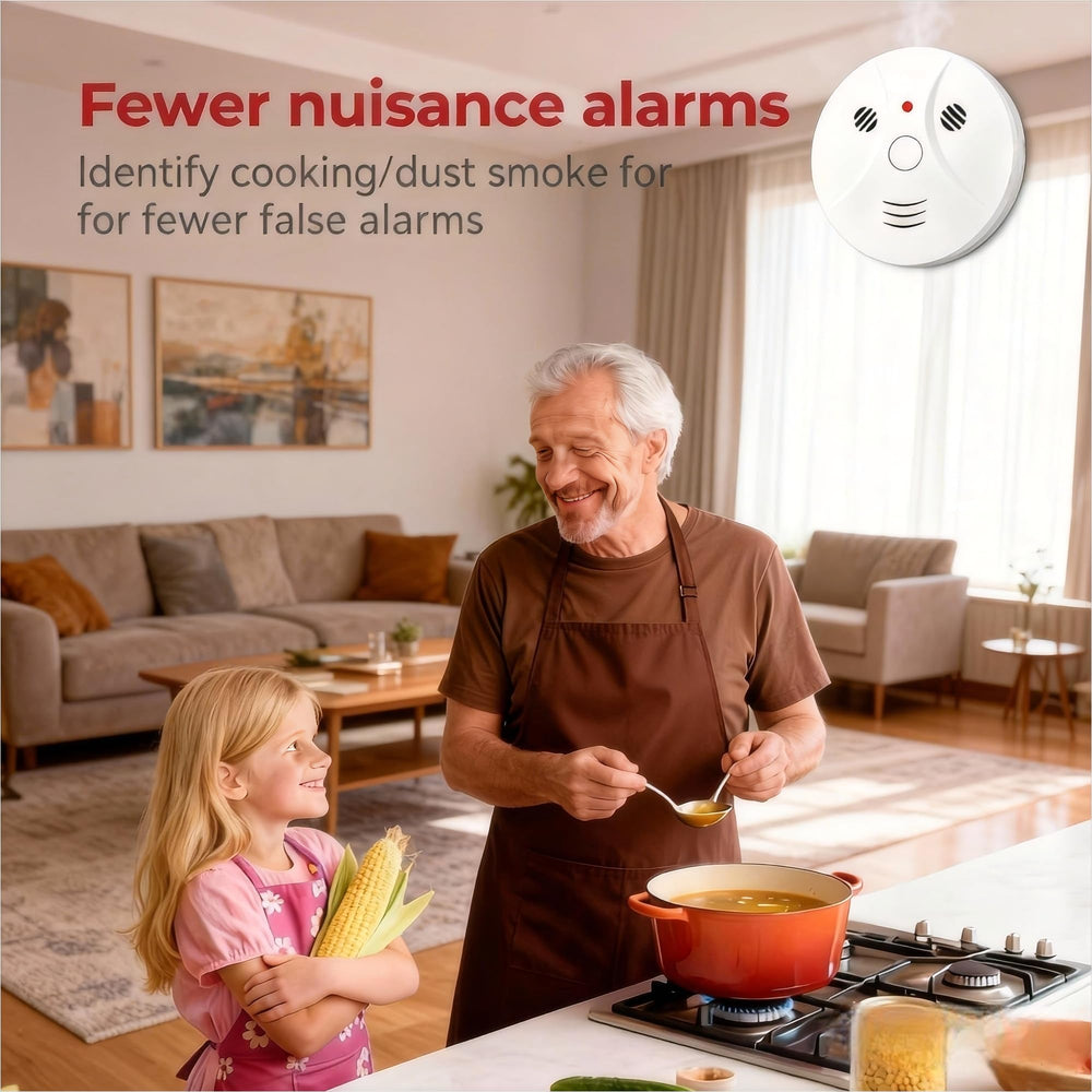 Lecoolife easy-installation smoke alarm with included screws and bracket for quick setup.