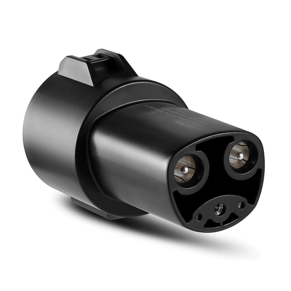 Lectron J1772 to Tesla adapter with 80A 240V for portable Level 2 charging.