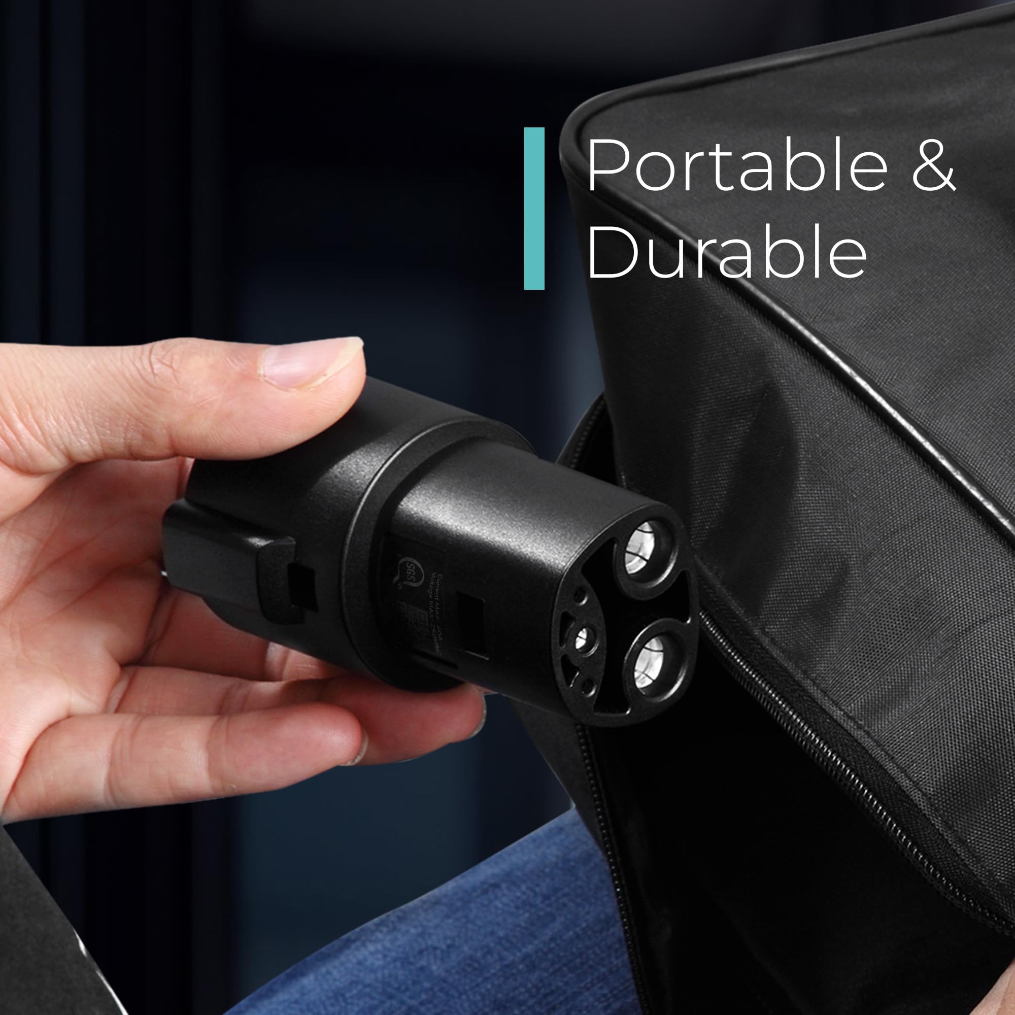 Lectron J1772 to Tesla adapter is plug-and-play and glove-box friendly.