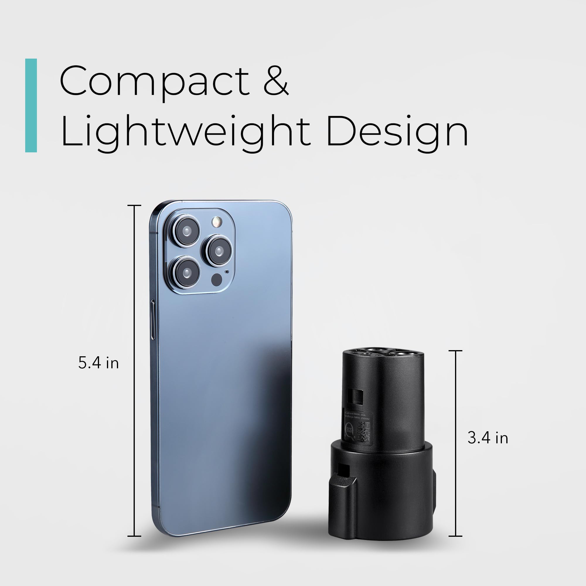 Lectron J1772 to Tesla adapter withstands cold to hot temps for roadside charging.