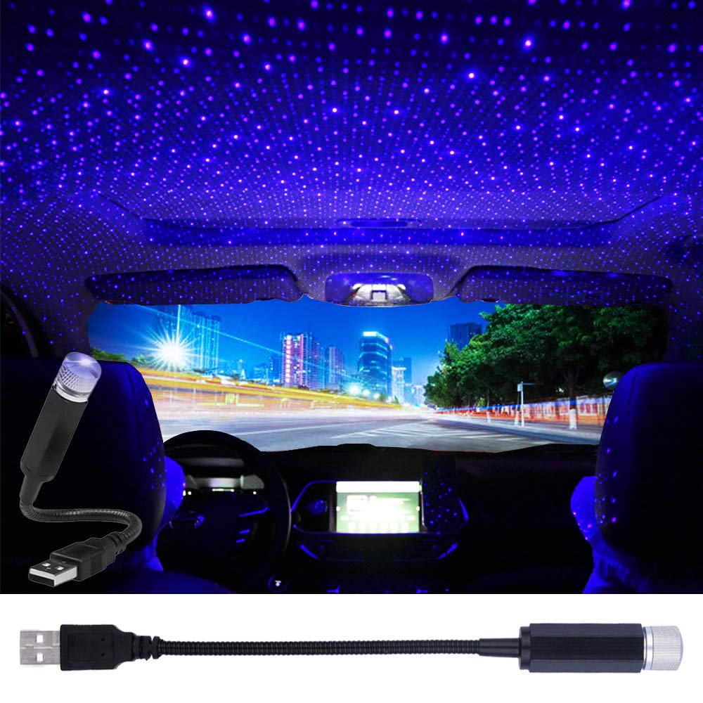 LEDCARE USB Star Projector on car roof creates romantic lighting ambiance
