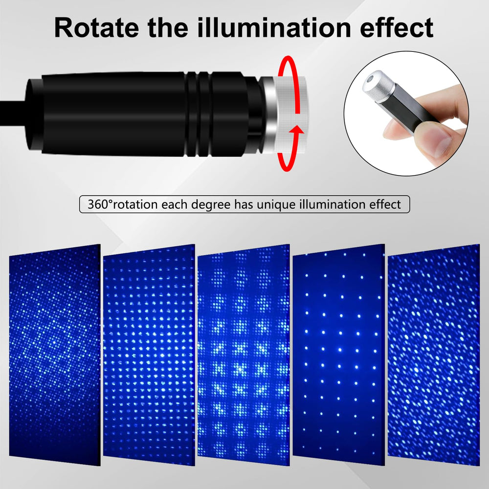 LEDCARE USB Star Projector showcasing rotation patterns for varied scenes