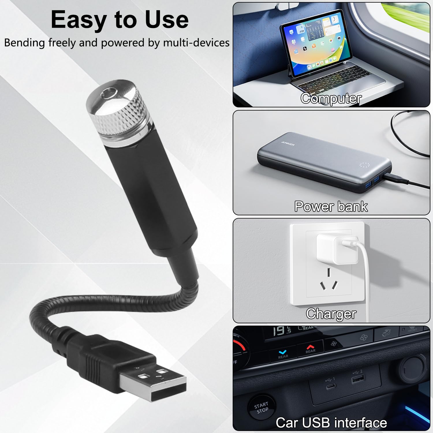 LEDCARE USB Star Projector powered by USB from power bank or computer
