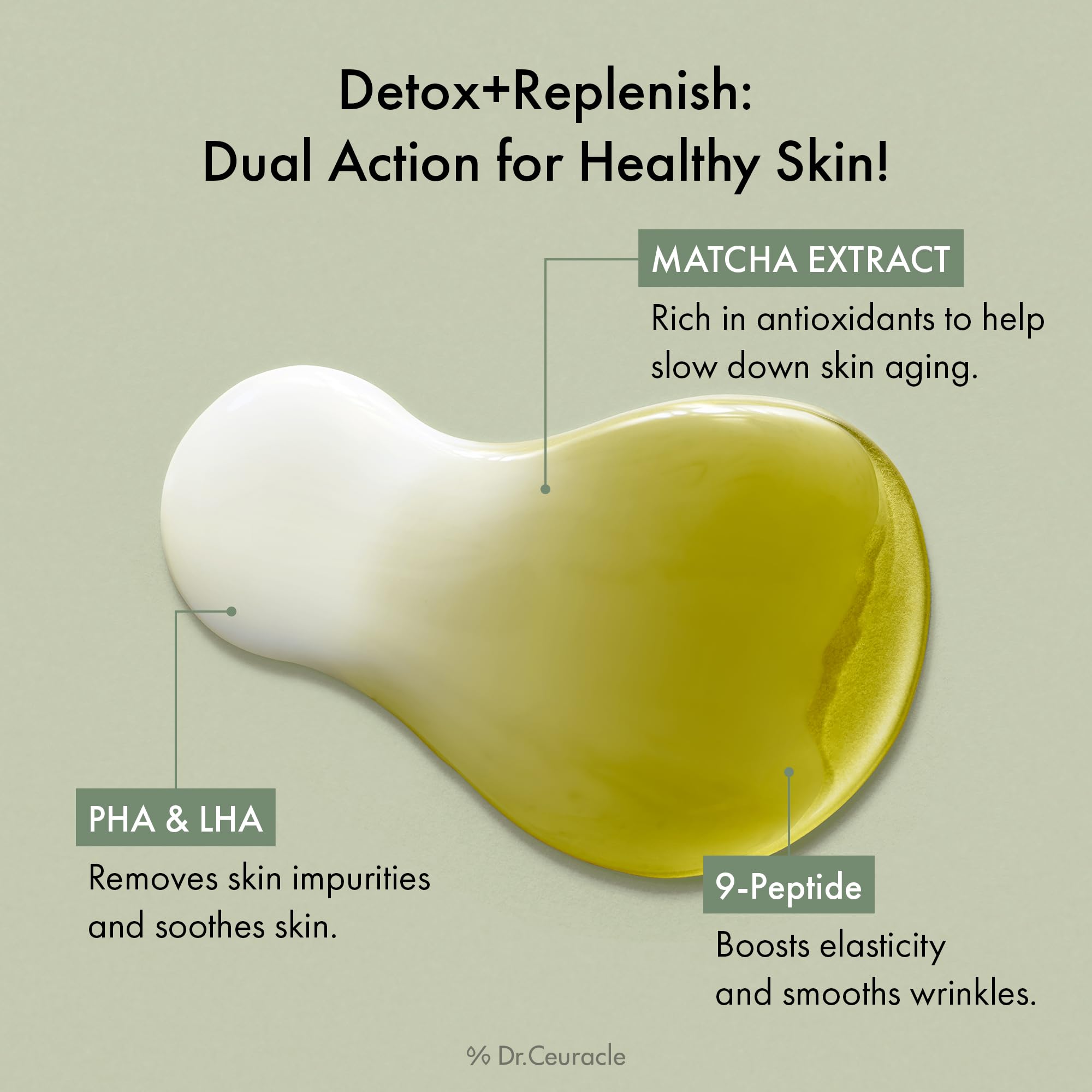 Leegeehaam Jeju Matcha Tea Essence ingredients feature matcha leaves for soothing care.