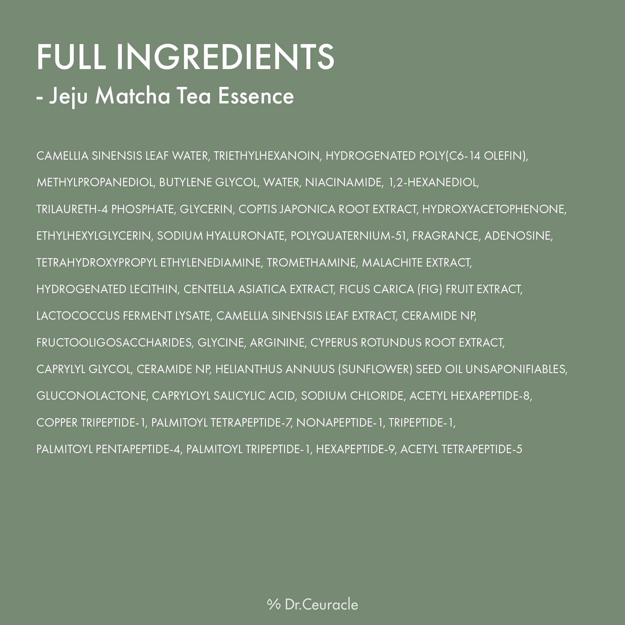 Leegeehaam Jeju Matcha Tea Essence packaging on a clean vanity signals premium skincare.