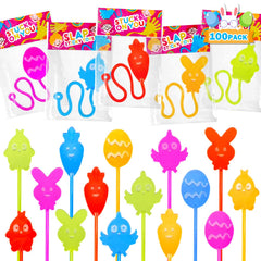 Leetous Easter sticky hands 100-pack with bunny designs for egg hunts