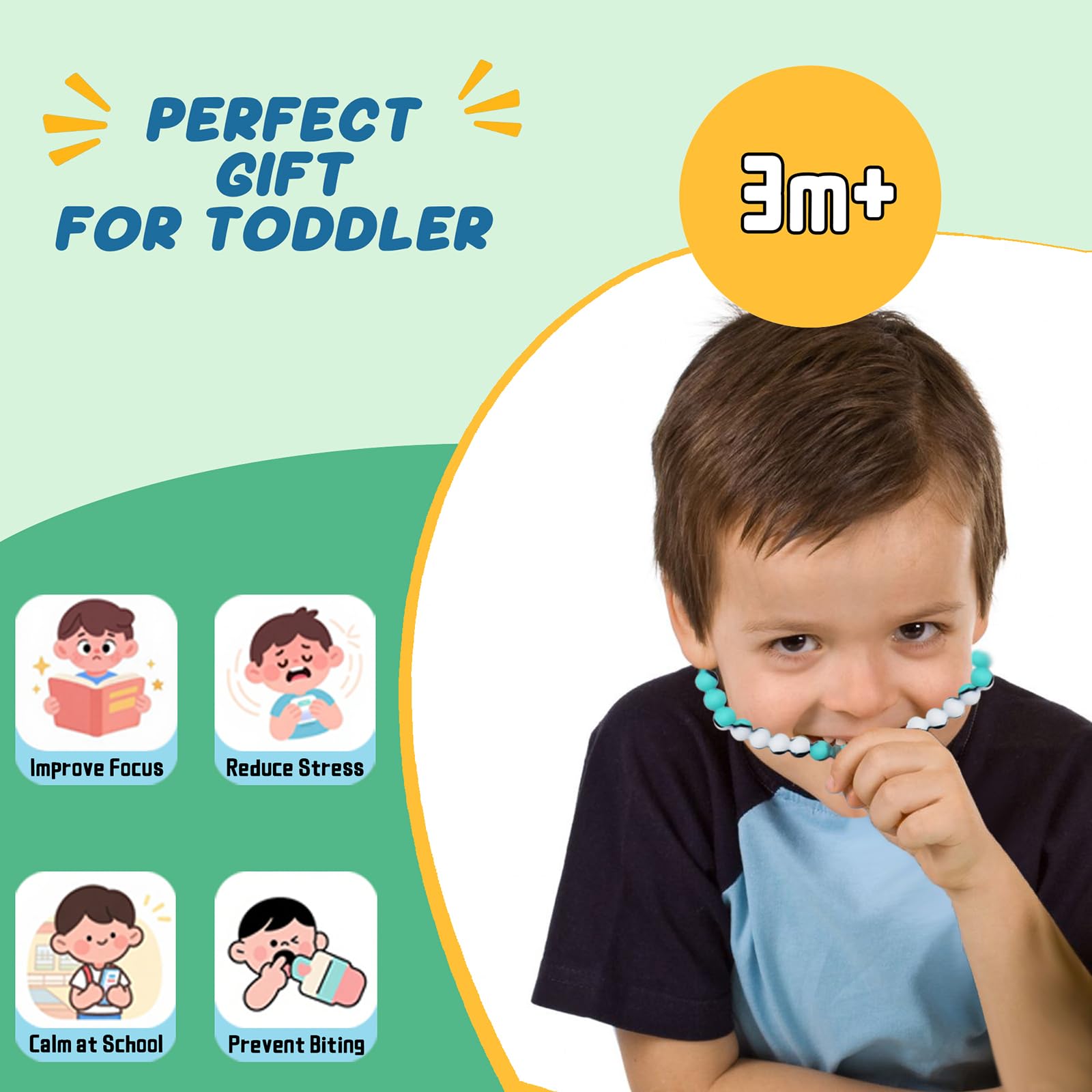 LeeYean teething necklace demonstrates safe teething relief for active babies