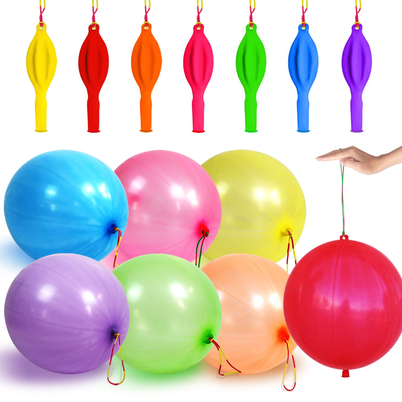 LEEZZIZZ 30Pcs Neon Punch Balloons packaging highlights durable thick latex for long-lasting party fun.