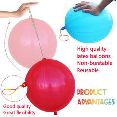 LEEZZIZZ heavy-duty punch balloon with rubber band handle for easy inflation and play