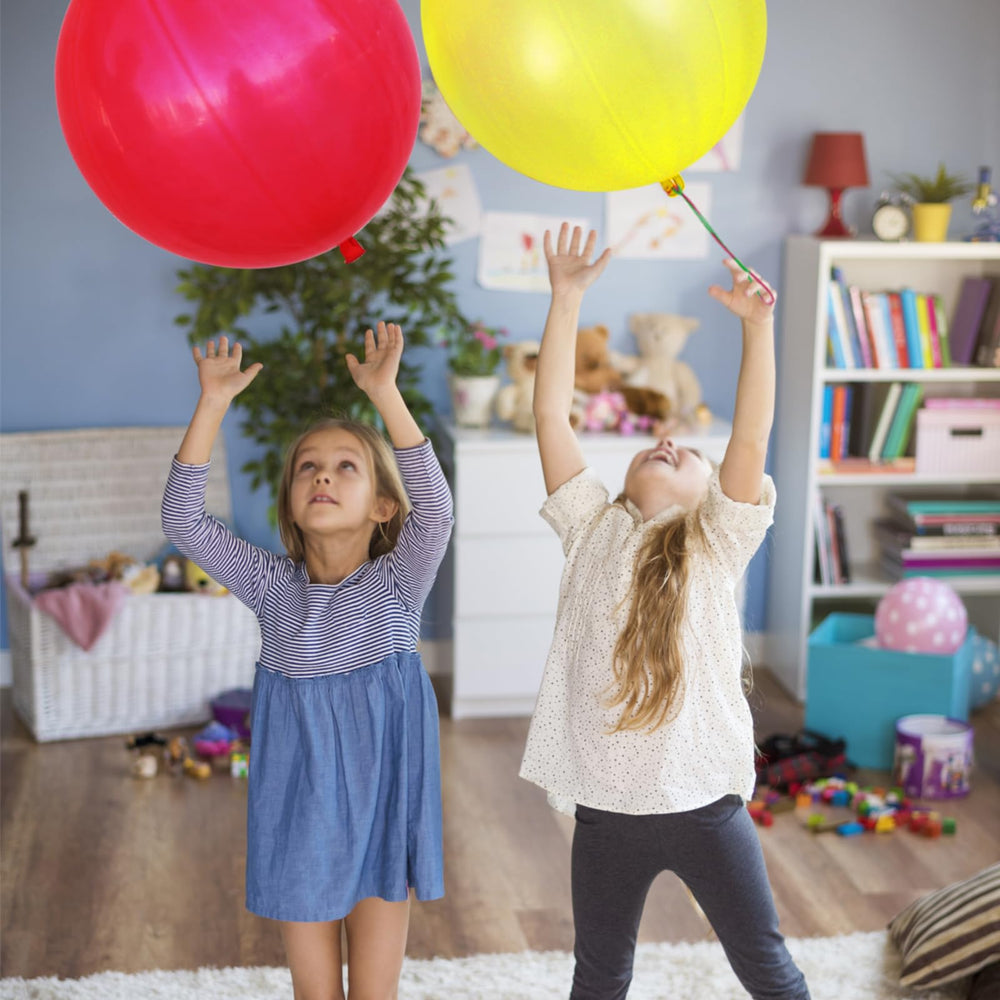 LEEZZIZZ Neon punch balloons use BPA-free, non-toxic latex for kid-safe fun.