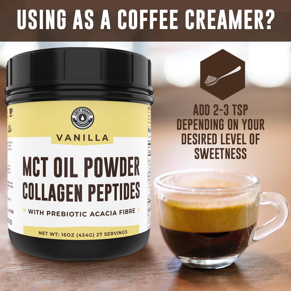 Left Coast Performance MCT Oil Powder in coffee setting as keto creamer.