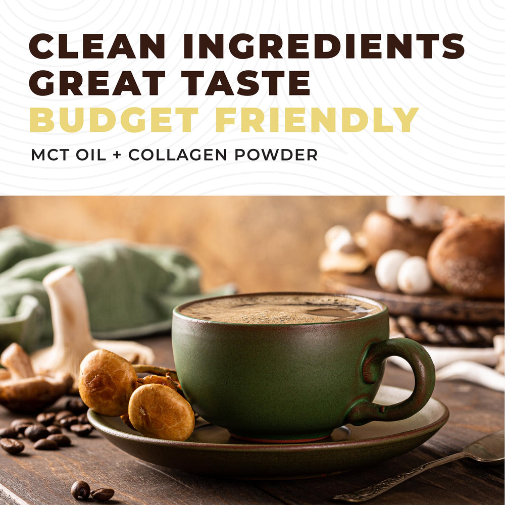 Left Coast Performance MCT Oil Powder serving beside labeled container.