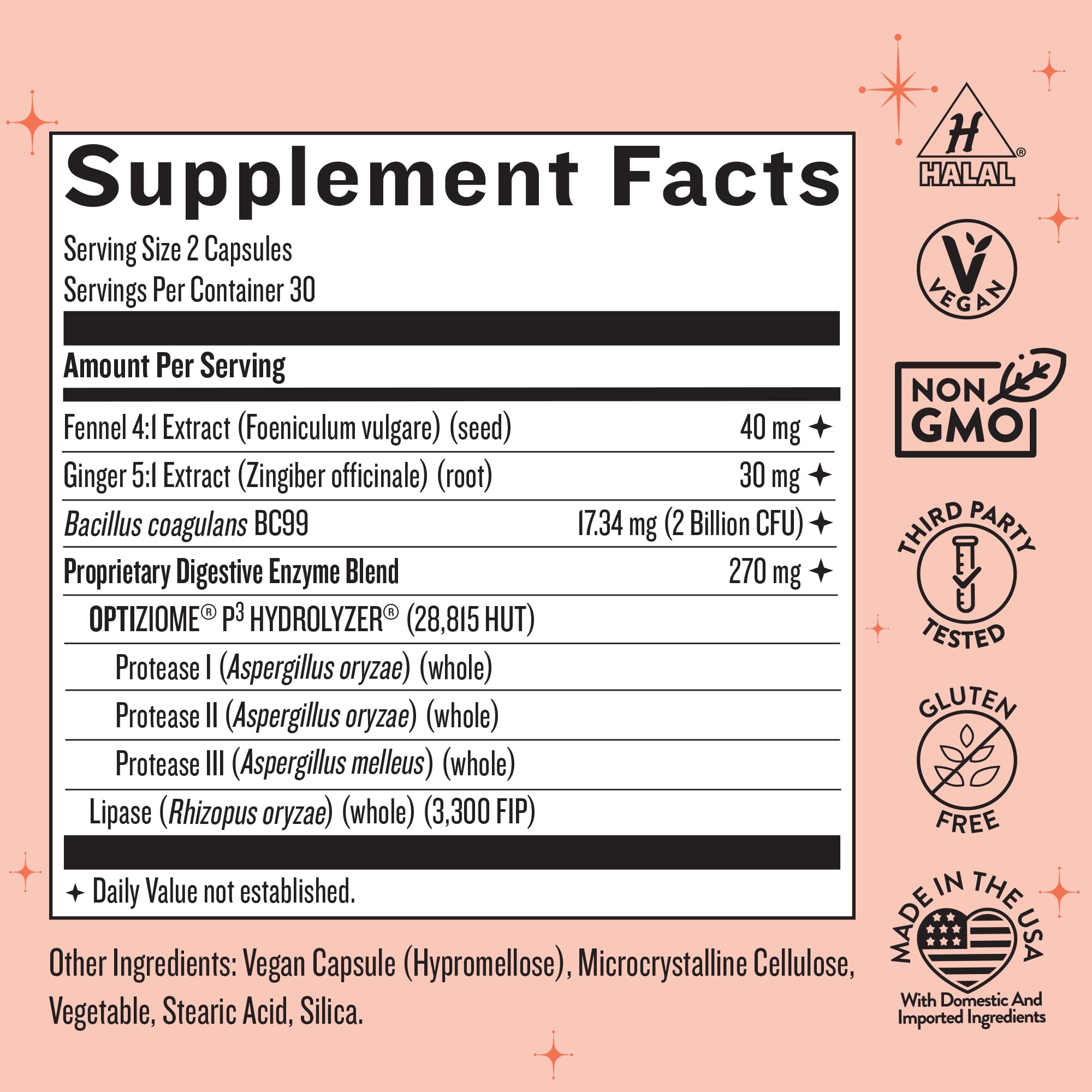 Legendairy Milk Bloat Baddie probiotic capsules close-up demonstrates potential bloating relief.