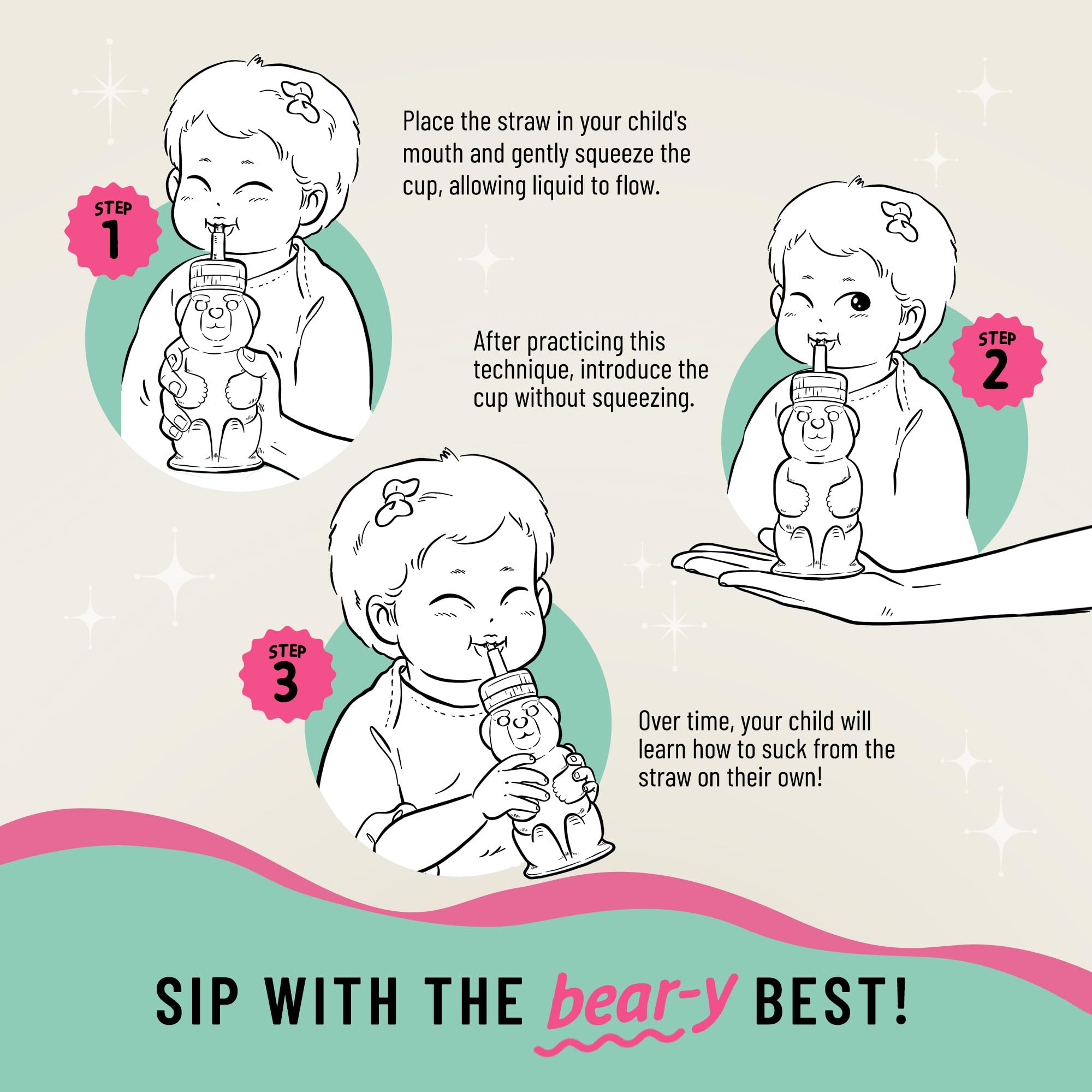 Legendairy Milk Honey Bear Straw Cup easy-grip design fits small hands.