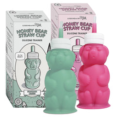 Legendairy Milk Honey Bear Straw Cup Beary in green and raspberry for easy straw training.