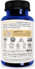 Close-up of Liquid Gold label showing organic herbs for lactation support.