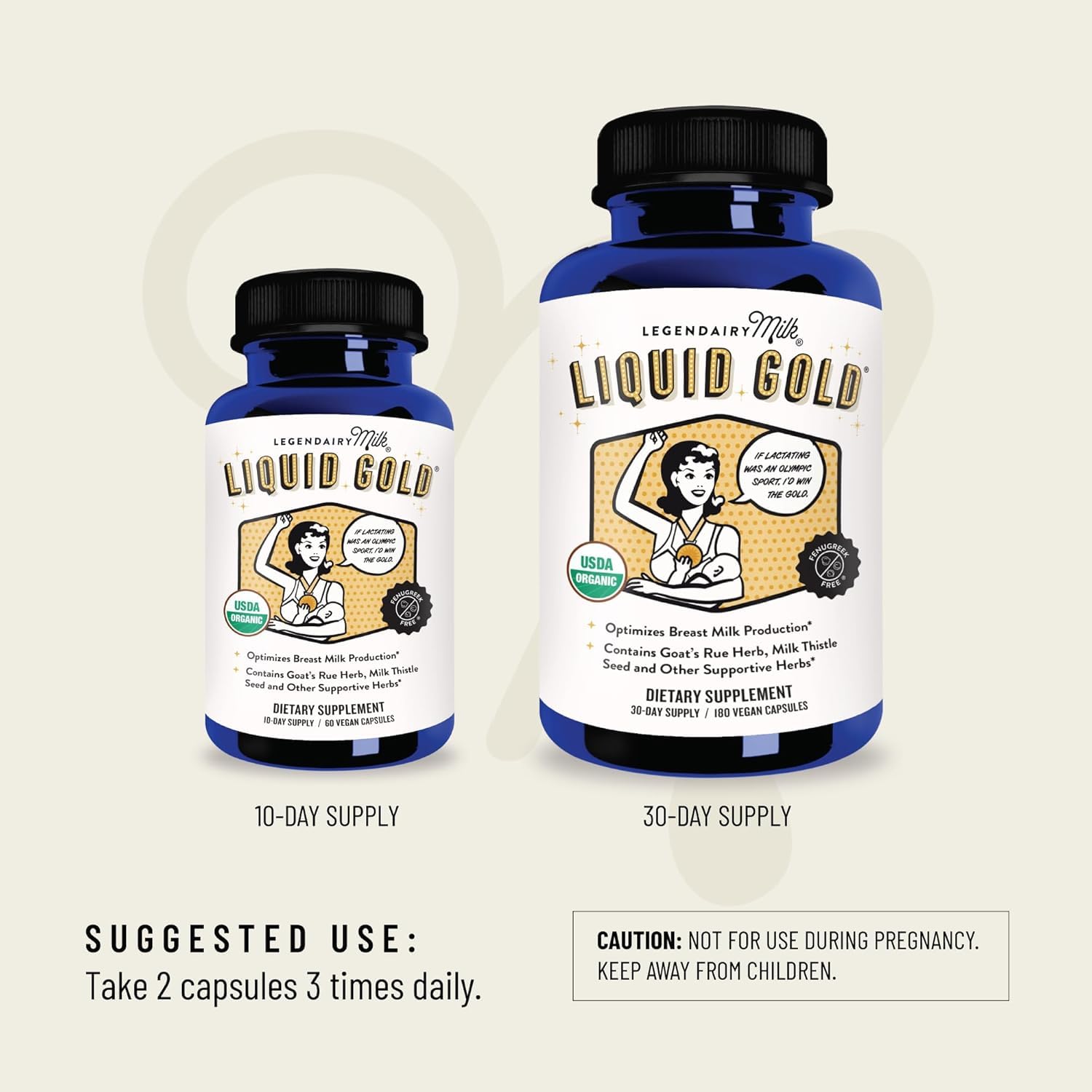 Legendairy Liquid Gold capsules with a scoop for easy daily dosing.