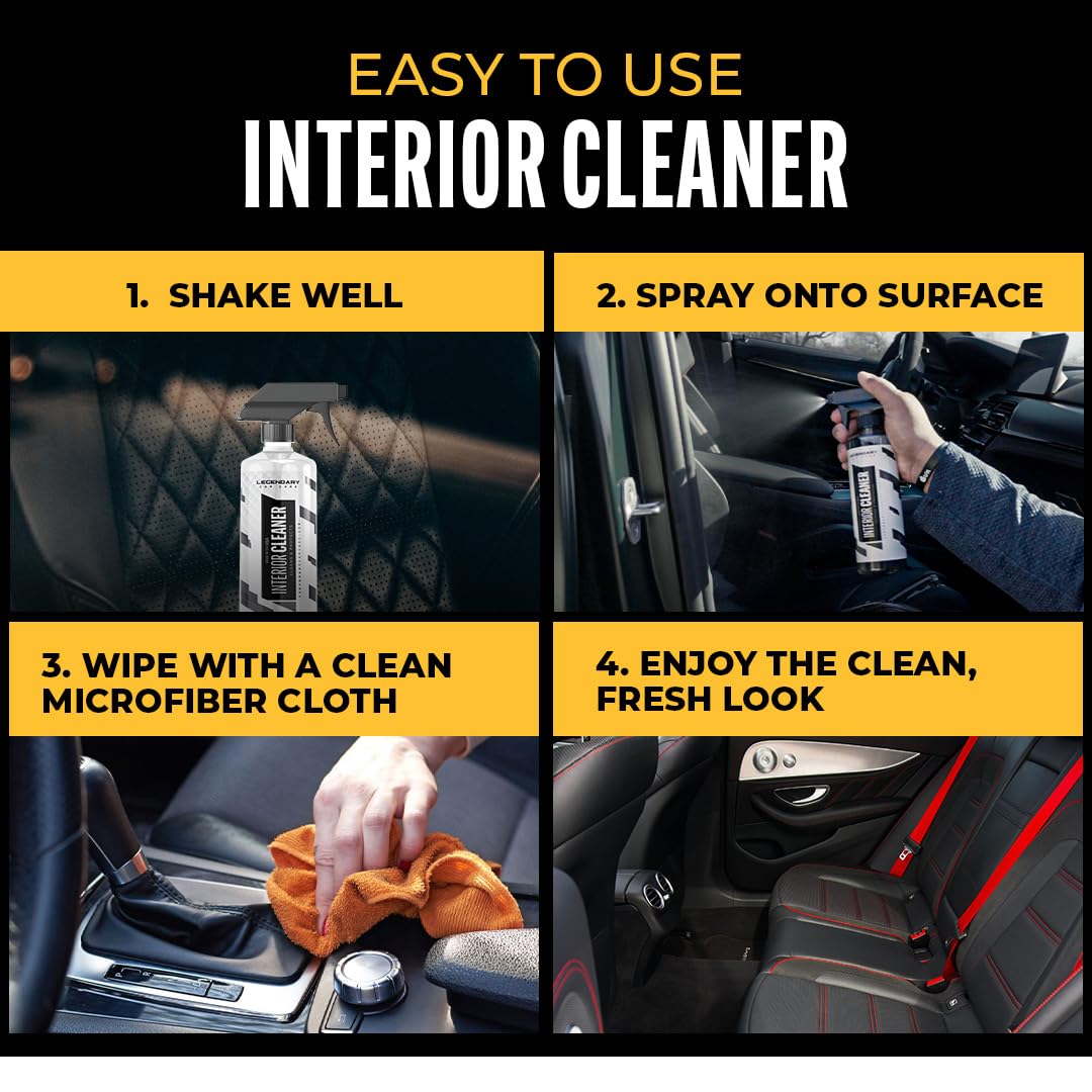 Legendary Car Care interior cleaner dash vinyl clean, restores surface luster on dash and trim.
