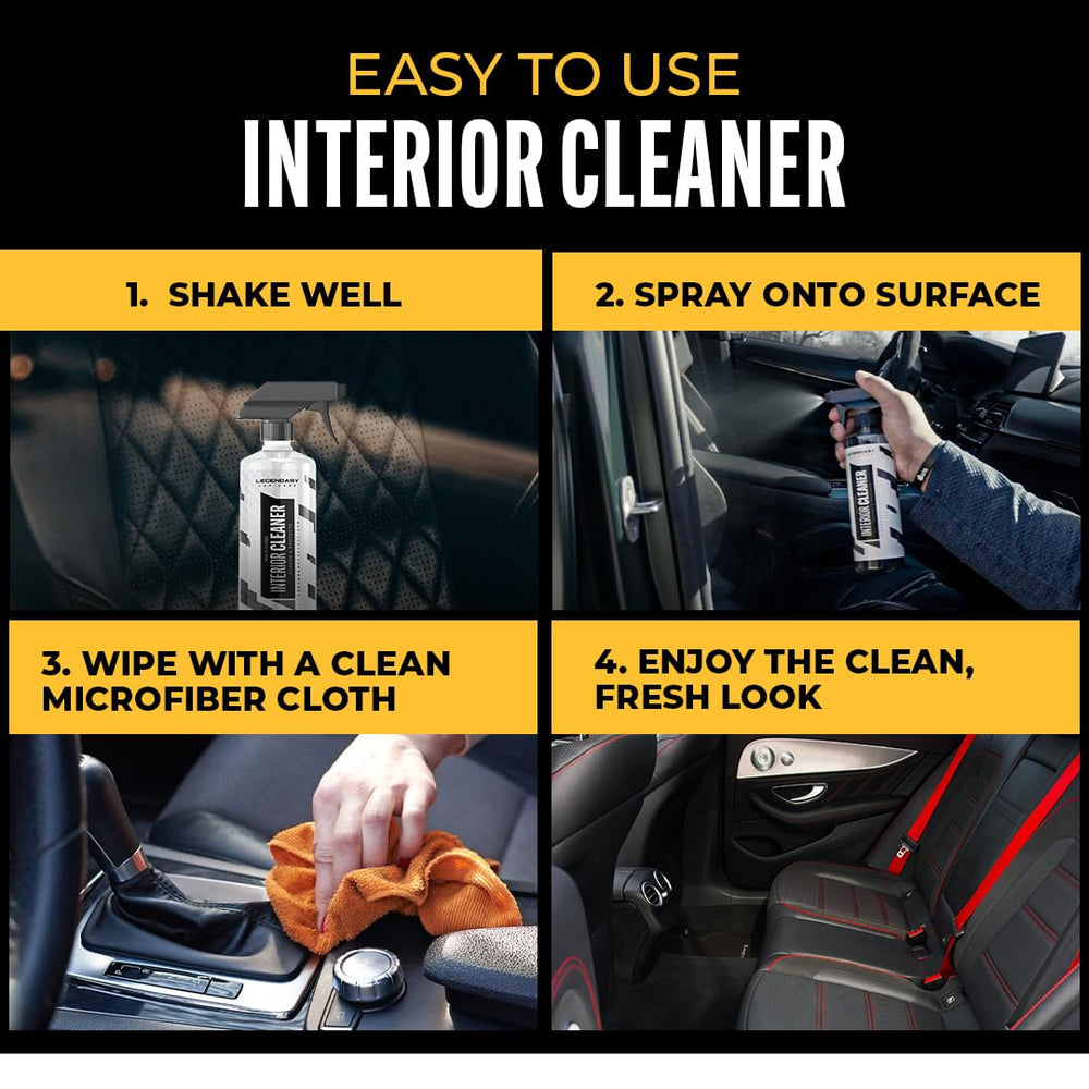Legendary Car Care interior cleaner dash vinyl clean, restores surface luster on dash and trim.