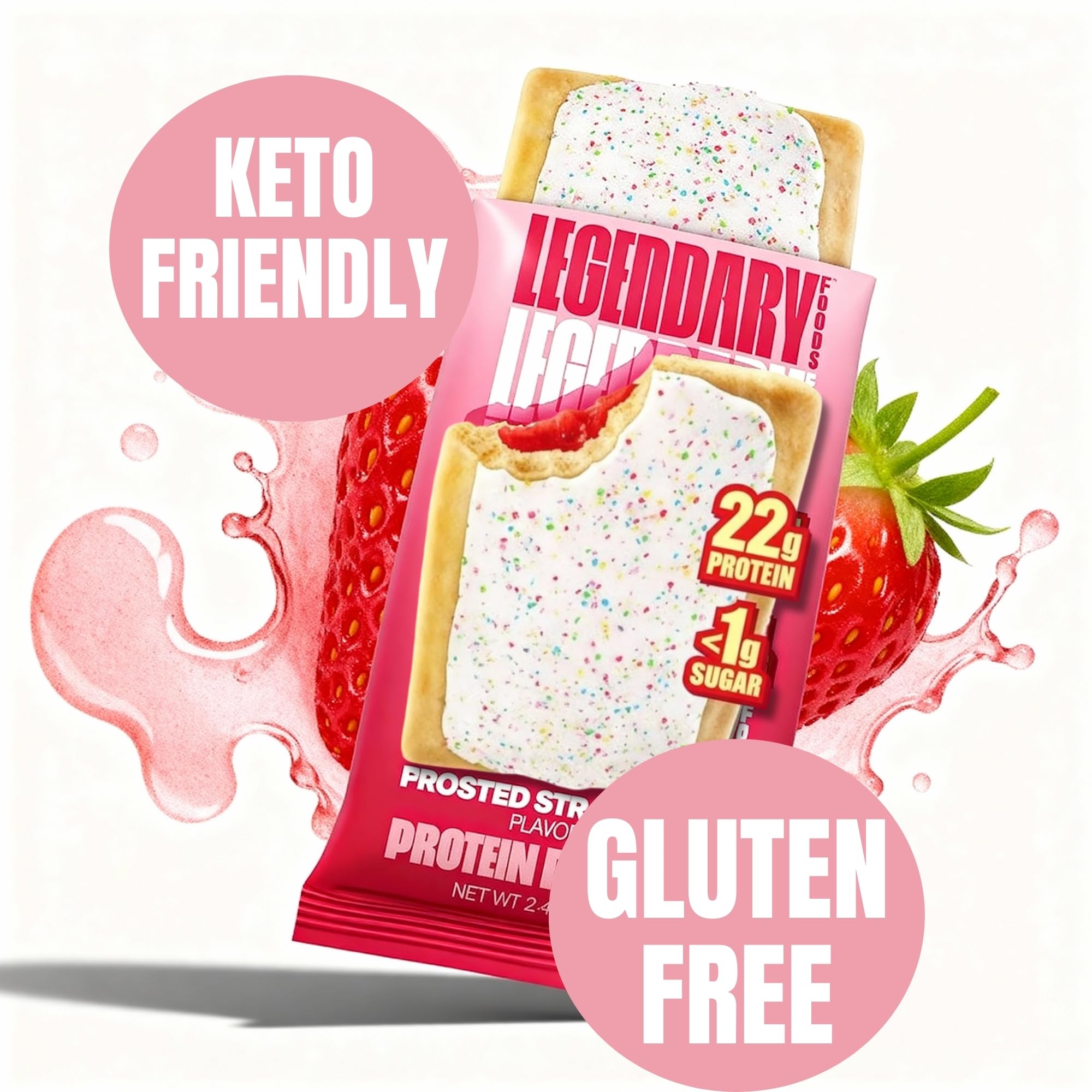 Legendary Foods Frosted Strawberry Pastry gluten-free symbol highlights gluten-conscious choice.