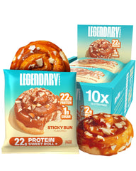 Legendary Foods Cinnamon Roll bar pack—high-protein workout snack.