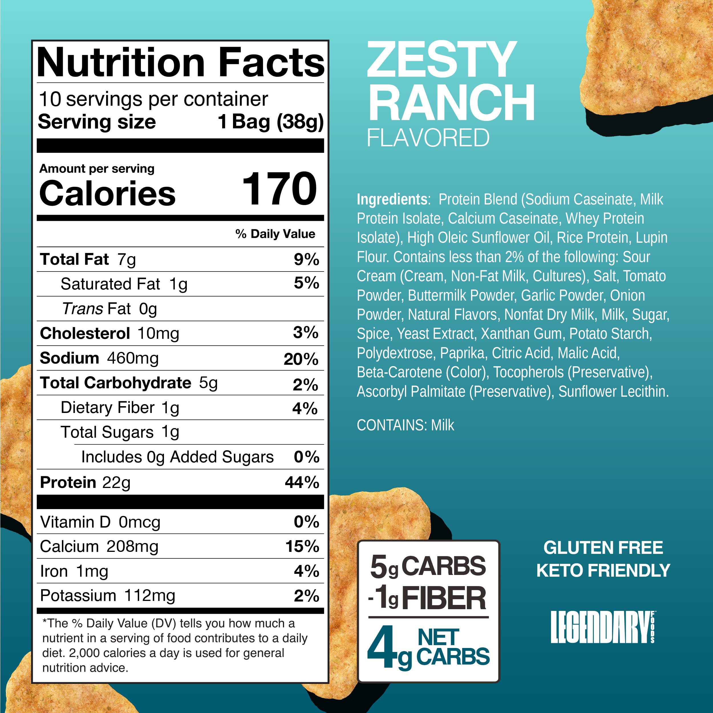 Legendary Foods popped tortilla crisp detail, lighter texture for snacking