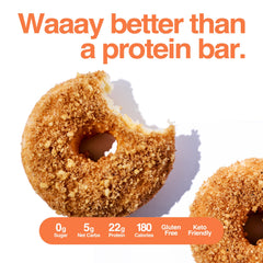 Legendary Foods Protein Donuts gluten-free ingredients panel highlights gluten-free, low-carb appeal.
