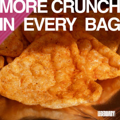 Legendary Foods Tangy BBQ Protein Chips with dip, versatile snack option.