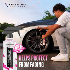 Legendary Gloss Dressing on wheels and tires adds clean gloss