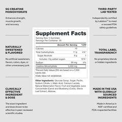 LEGION Creatine Monohydrate Gummies jar label highlights clean, lab-tested formula.