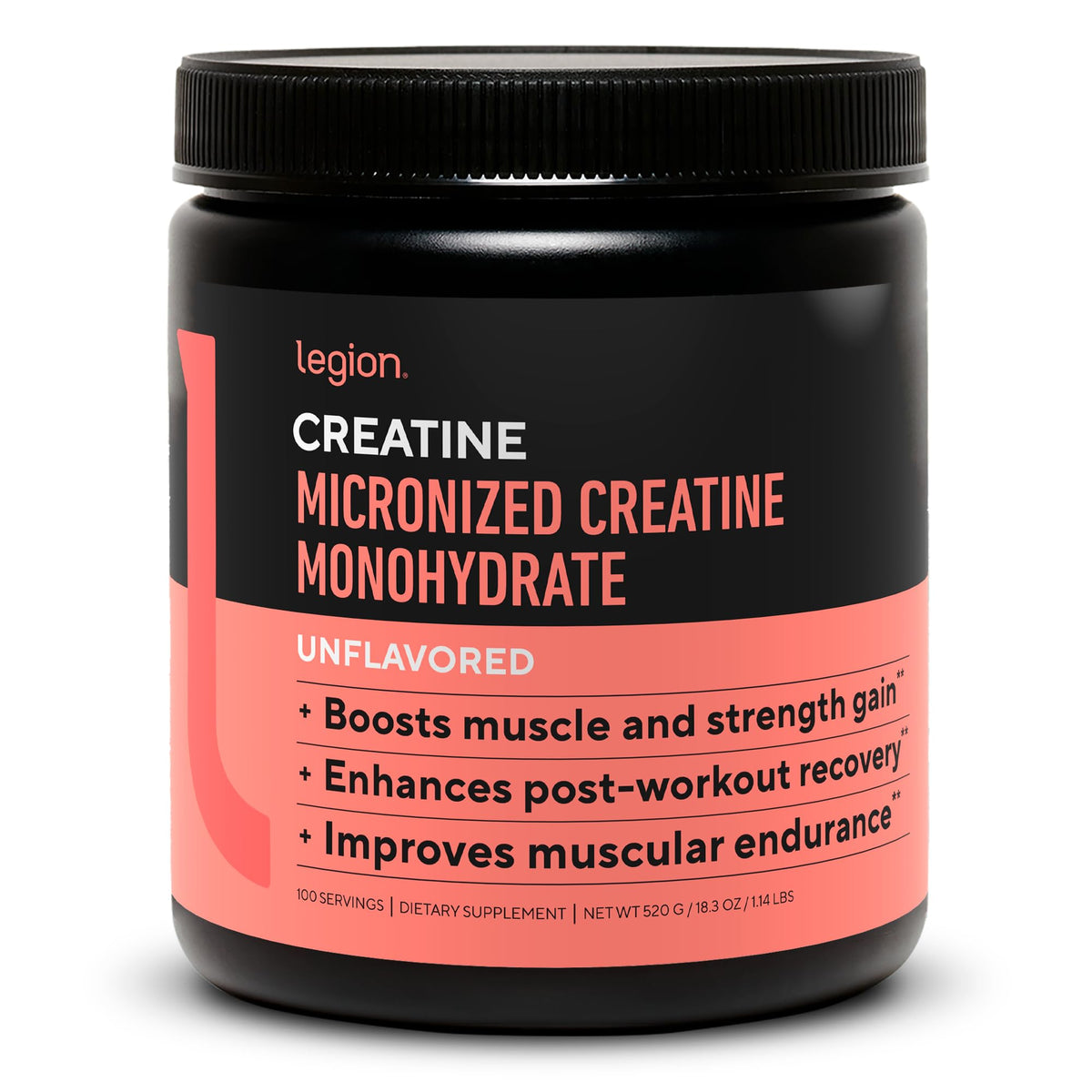 LEGION Micronized Creatine Monohydrate powder can supports training goals.