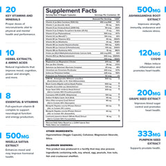 LEGION Triumph daily vitamins pack highlights 21 vitamins and minerals.
