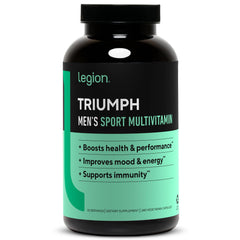 LEGION Triumph bottle with complete daily nutrition for energy support.